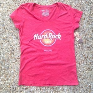 NWT Hard Rock Cafe Miami Pink Short Sleeve Shirt Size S